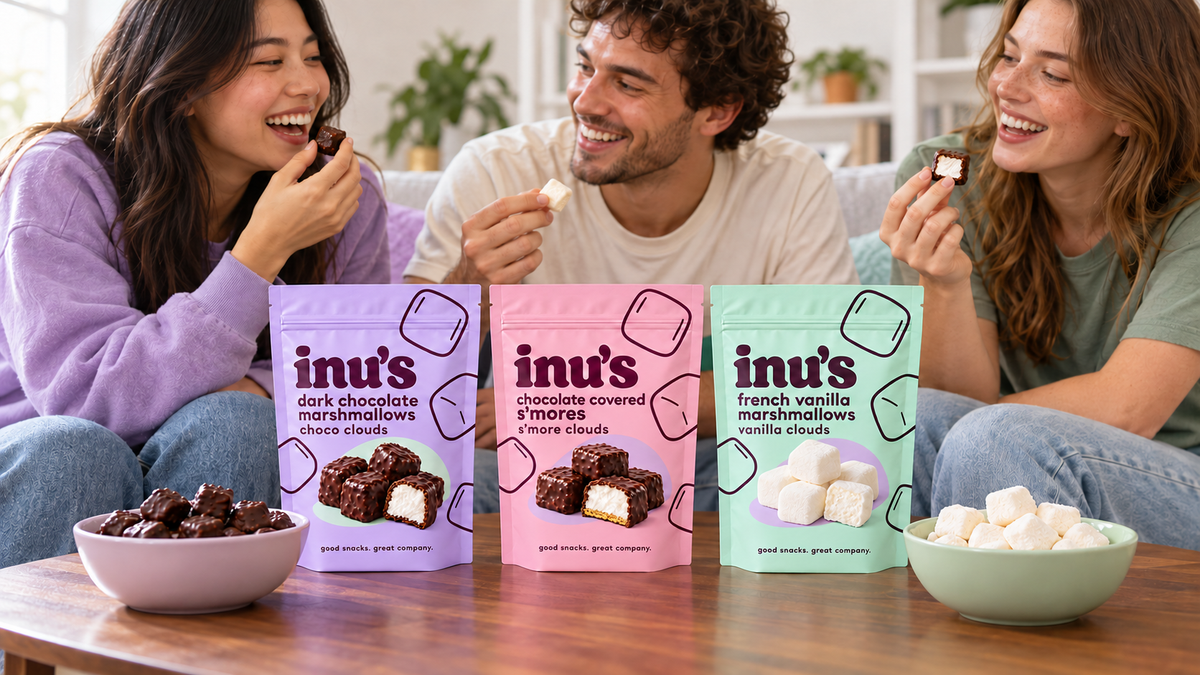 Friends sharing inu’s marshmallow snacks